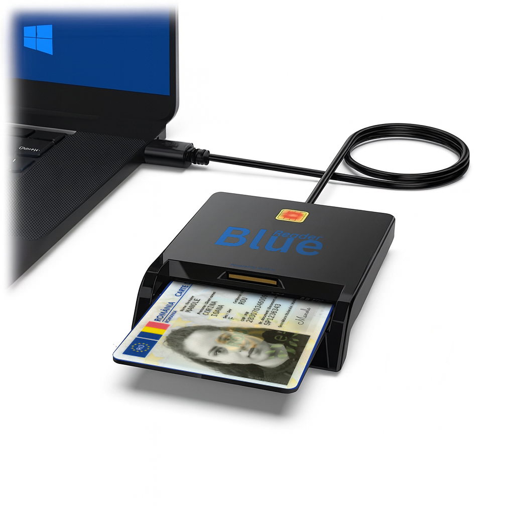 Blue Reader conectat la laptop